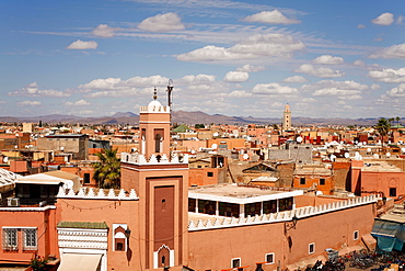 Elevated view over the Djemaa el-Fna, Marrakech (Marrakesh), Morocco, North Africa, Africa