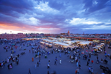 Elevated view over the Djemaa el-Fna, Marrakech (Marrakesh), Morocco, North Africa, Africa, Africa