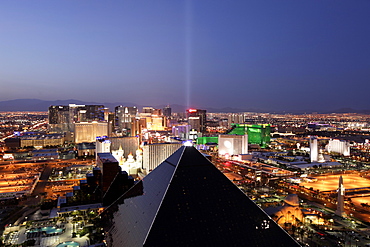 Elevated view of casinos on The Strip, Las Vegas, Nevada, United States of America, North America