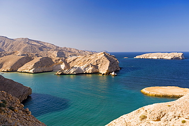 Rocky Oman coastline near Muscat. Oman, Middle East