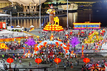 River Hongbao decorations for Chinese New Year celebrations at Marina Bay, Singapore, Southeast Asia, Asia