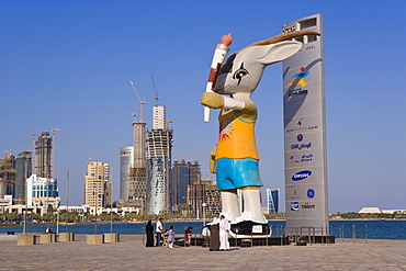 Ory the Oryx on the Doha Corniche, Ory was the mascot of the 15th Asian Games held in Doha in December 2006, Doha, Qatar, Middle East