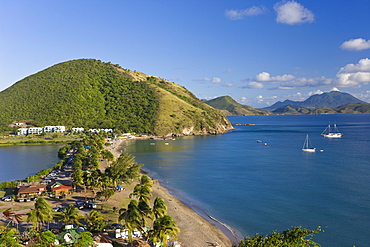 Elevated view over Frigate Bay Beach, Frigate Bay, St. Kitts, Leeward Islands, West Indies, Caribbean, Central America