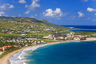 Elevated view over Frigate Bay and Frigate Beach North, St. Kitts, Leeward Islands, West Indies, Caribbean, Central America