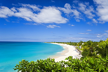 Elevated view of Baie Longue (Long Bay) Beach, St. Martin, Leeward Islands, West Indies, Caribbean, Central America