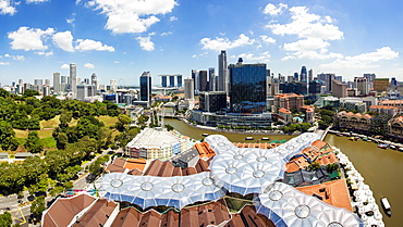 Elevated view over Fort Canning Park and the modern city skyline, Singapore, Southeast Asia, Asia 