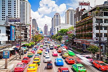 Traffic congestion in Central Bangkok, Thailand, Southeast Asia, Asia