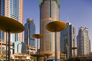 Modern skyscrapers in the Lujiazui financial district of Pudong, Shanghai, China, Asia