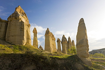 Phallic pillars known as fairy chimneys in the valley known as Love Valley near Goreme in Cappadocia, Anatolia, Turkey, Asia Minor, Eurasia