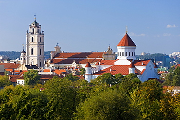 Church of the Holy Mother of God and the tower of St. Michael's Church, Vilnius, Lithuania, Baltic States, Europe