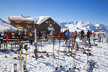 Mountain restaurant, St. Anton am Arlberg, Tirol, Austrian Alps, Europe