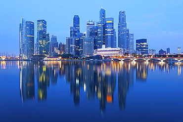 Skyline and Financial district at dawn, Singapore, Southeast Asia, Asia