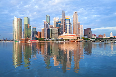 Skyline and Financial district at dawn, Singapore, Southeast Asia, Asia