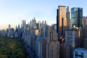 Buildings along South Central Park in Uptown Manhattan, New York City, New York, United States of America, North America