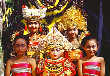 Portrait of Legong dancers, Bali, Indonesia, Southeast Asia, Asia