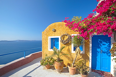 Colourful house in Santorini, Cyclades, Greek Islands, Greece, Europe