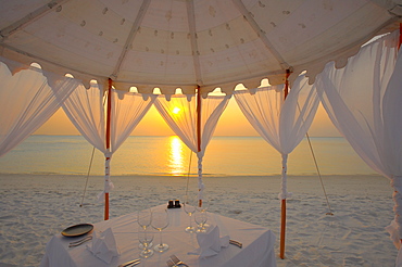 Dinner at the beach, Maldives, Indian Ocean, Asia