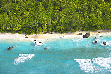 Aerial view of beach, Seychelles, Indian Ocean, Africa