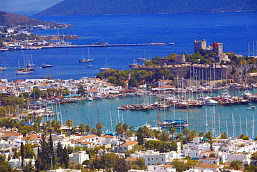 The harbour and the castle of St. Peter, Bodrum, Anatolia, Turkey, Asia Minor, Eurasia