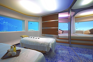 Underwater spa, Huvafen Fushi Resort and spa, Maldives, Indian Ocean, Asia