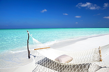 Hammock on tropical beach, Maldives, Indian Ocean, Asia