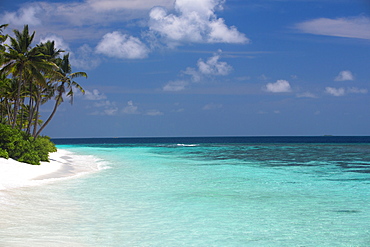 Tropical island and lagoon, Maldives, Indian Ocean, Asia