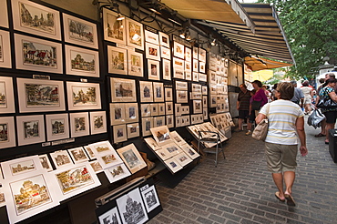 Artists displays along Rue du Tresor, Quebec City, Quebec, Canada, North America