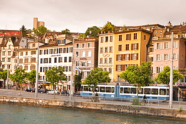 Buildings on the Limmat River, Old Town, Zurich, Switzerland, Europe