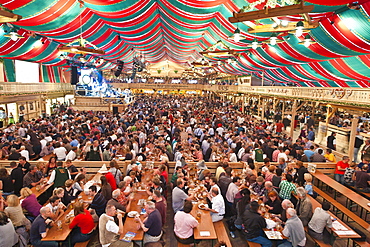 Beer hall at the Stuttgart Beer Festival, Cannstatter Wasen, Stuttgart, Baden-Wurttemberg, Germany, Europe