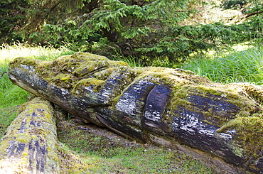 Skedans (Koona) (Koona Llnagaay) (Koona Llnaagay) ancient site in Haida Gwaii (Queen Charlotte Islands), British Columbia, Canada, North America 