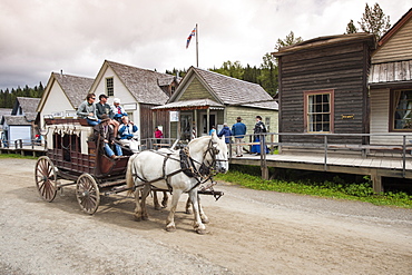 Stagecoach ride in historic gold town of Barkersville, British Columbia, Canada, North America