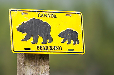 Bear sign, Great Bear Lodge, Great Bear Rainforest, British Columbia, Canada, North America 