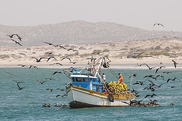 Fishing boat Los Organos village near Mancora, Peru, South America