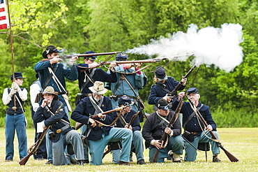 Union soldiers at the Thunder on the Roanoke Civil War reenactment in Plymouth, North Carolina, United States of America, North America