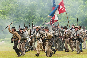 Confederate soldiers at the Thunder on the Roanoke Civil War reenactment in Plymouth, North Carolina, United States of America, North America