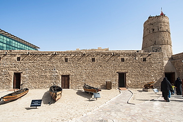 Al Baggarah boats used for pearling in the Dubai Museum, Dubai, United Arab Emirates, Middle East