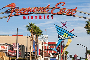 Fremont Street and neon sign, Las Vegas, Nevada, United States of America, North America