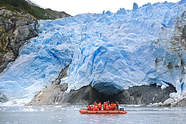 Exploring glacier in southern Chile, Chile, South America