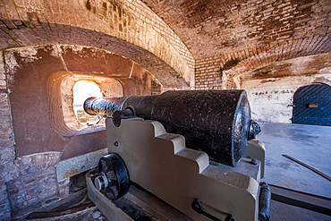 Cannon battery at Historic Fort Sumter National Monument, Charleston, South Carolina, United States of America, North America