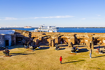 Cannon battery at Historic Fort Sumter National Monument, Charleston, South Carolina, United States of America, North America