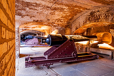 Cannon battery at Historic Fort Sumter National Monument, Charleston, South Carolina, United States of America, North America