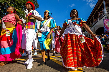 Street parade in the International Carnival Seychelles, in Victoria, Mahe, Republic of Seychelles, Indian Ocean, Africa