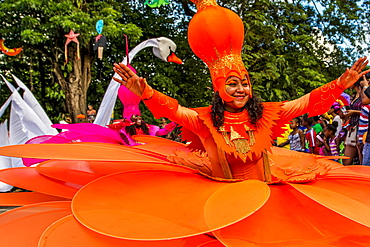 Caribbean participants in the International Carnival Seychelles, in Victoria, Mahe, Republic of Seychelles, Indian Ocean, Africa