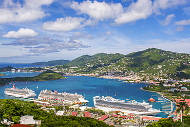 Ships at Cruise Terminal on Charlotte Amalie, St. Thomas, US Virgin Islands, Caribbean