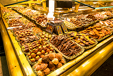 Biscuits and confectionery for sale at the Mercat de Sant Josep de la Boqueria, Barcelona's most famous market, Barcelona, Catalonia, Spain, Europe