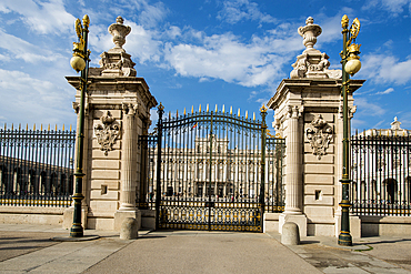 Main gate to the Royal Palace, Madrid, Spain, Europe