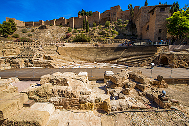 El Teatro Romano (Roman Theater) ruins, Malaga, Costa del Sol, Andalusia, Spain, Europe