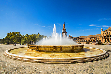 Vicente Traver fountain, Plaza de Espana (Spanish Square), Seville, Andalusia, Spain, Europe