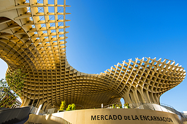 Mushroom shaped roof of Mercado de la Encarnacion (Encarnacion Market), Seville, Andalusia, Spain, Europe