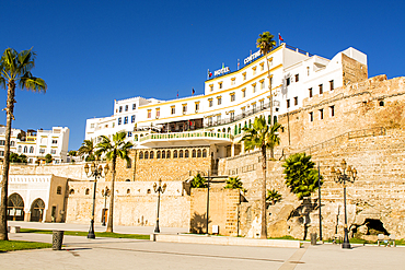 Fortress medina and Borj Dar El Baroud Tower at Port of Tangier, Tangier, Morocco, North Africa, Africa